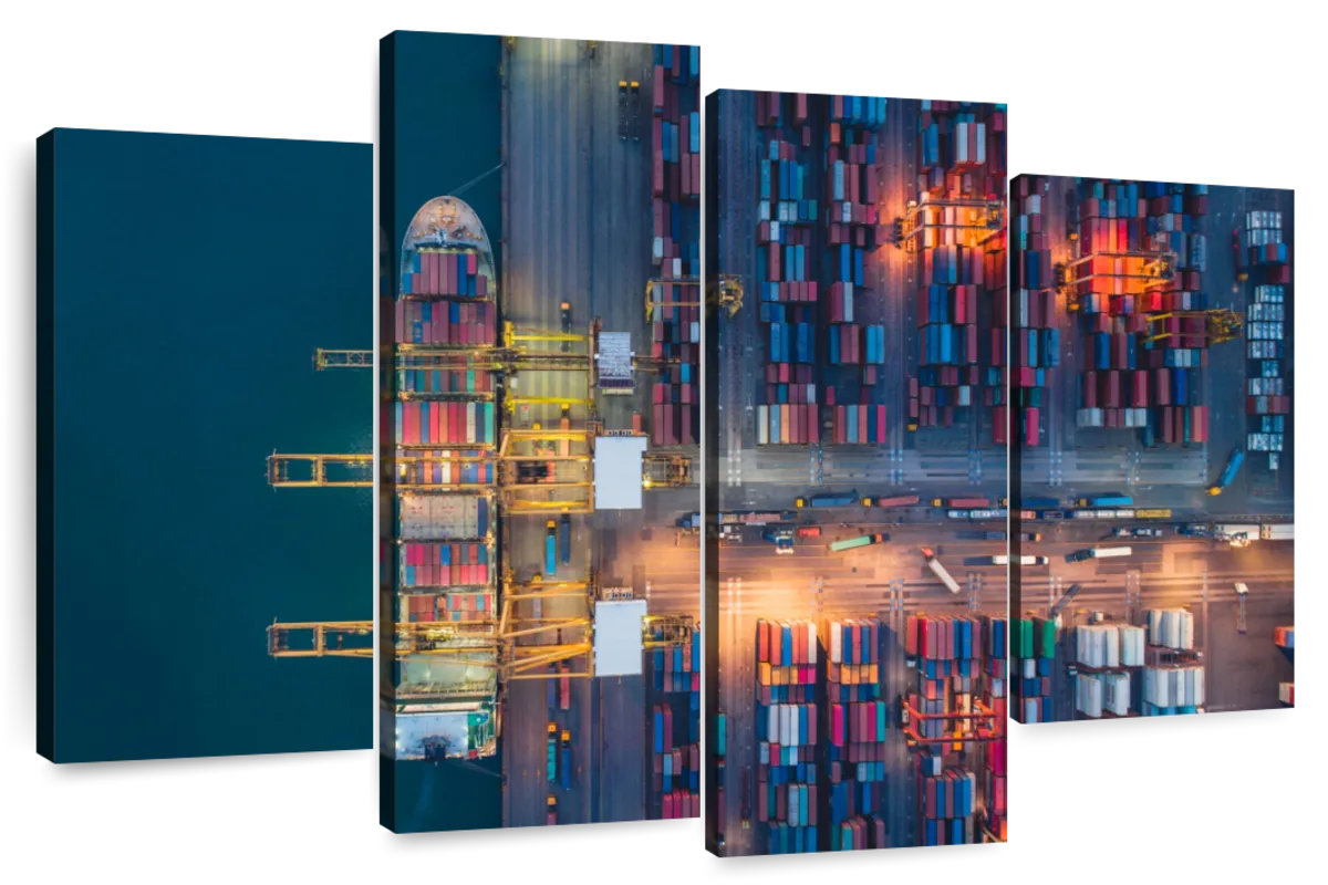 Elephant Stock Container Cargo Ship Port Wall Art - Horizontal Multi ...