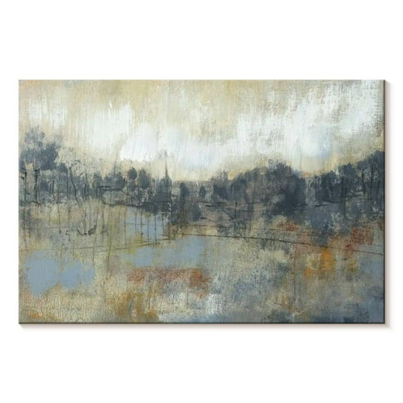 Elephant Stock Cool Grey Horizon I Wall Art - Horizontal Canvas Wall Art - Living Room Wall Decor - Abstract Canvas - Blue And White Decor By Jennifer Goldberger - 30" x 20"