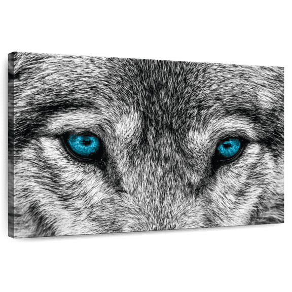 Elephant Stock Cool Wolf Wall Art - Horizontal Canvas Wall Art - Living Room Wall Decor - Animal Canvas - Gray And Black Decor - 12" x 8"