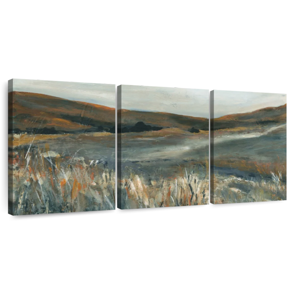 Elephant Stock Copper Sunset Wall Art - Horizontal Multi Panel Canvas - Living Room Wall Decor - Nature Multi Panel - Blue And Orange Decor By Carol Robinson - 38" x 18"