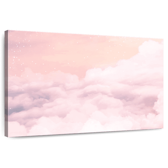 Elephant Stock Cotton Candy Sunset Wall Art - Horizontal Canvas Wall Art - Living Room Wall Decor - Nature Canvas - Pink And Beige Decor - 12" x 8"
