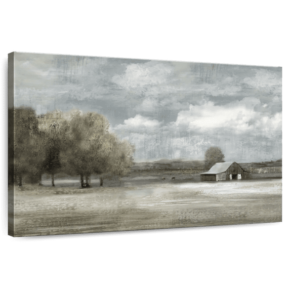 Elephant Stock Country Quiet Wall Art - Horizontal Canvas Wall Art - Living Room Wall Decor - Nature Canvas - Brown And White Decor By Nan - 48" x 32"