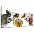 thumbnail image 1 of Elephant Stock Cows Wall Art - Horizontal Canvas Wall Art - Living Room Wall Decor - Animal Canvas - White And Orange Decor - 48" x 32", 1 of 8