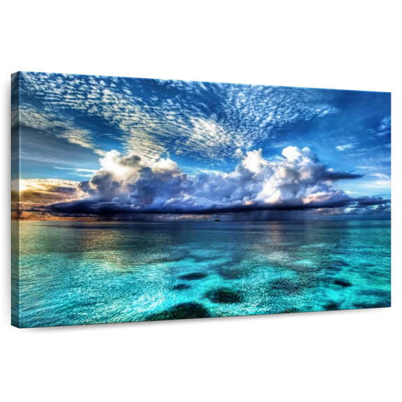 Elephant Stock Cozumel Ocean View Wall Art - Horizontal Canvas Wall Art - Living Room Wall Decor - Beach Canvas - Blue And Turquoise Decor - 51" x 34"