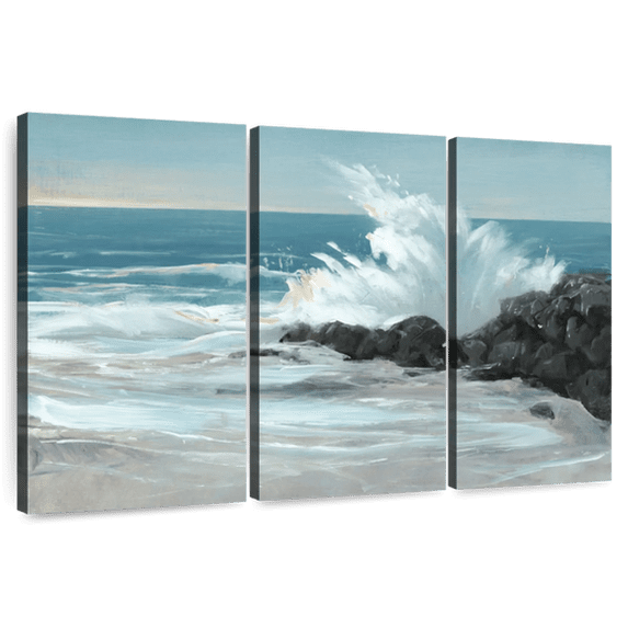 Elephant Stock Crashing Wave I Wall Art - Horizontal Multi Panel Canvas - Living Room Wall Decor - Beach Multi Panel - Teal And Blue Decor By Tim O'toole - 33" x 20"