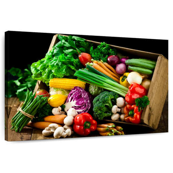 Elephant Stock Crate Of Vegetables Wall Art - Horizontal Canvas Wall Art - Kitchen Wall Decor - Food And Drink Canvas - Green And Brown Decor - 51" x 34"