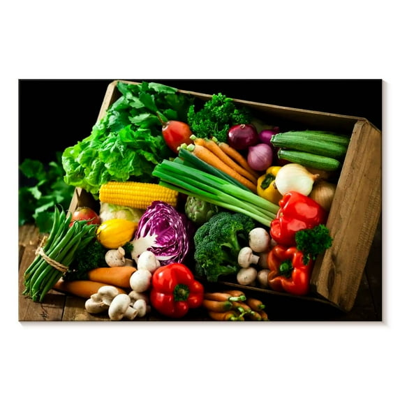 Elephant Stock Crate Of Vegetables Wall Art - Horizontal Canvas Wall Art - Kitchen Wall Decor - Food And Drink Canvas - Green And Brown Decor - 51" x 34"