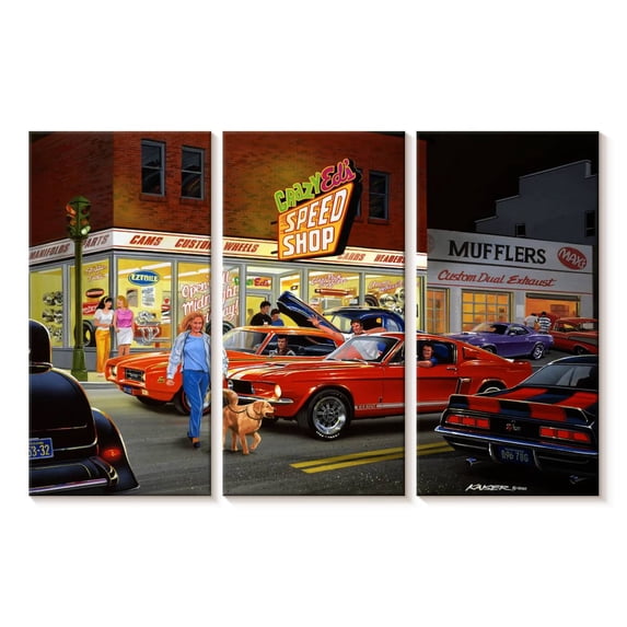 Elephant Stock Crazy Ed's Wall Art - Horizontal Multi Panel Canvas - Living Room Wall Decor - Transportation Multi Panel - Gray And Brown Decor By Bruce Kaiser - 50" x 32"