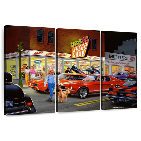 Elephant Stock Crazy Ed's Wall Art - Horizontal Multi Panel Canvas - Living Room Wall Decor - Transportation Multi Panel - Gray And Brown Decor By Bruce Kaiser - 50" x 32"