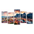 thumbnail image 1 of Elephant Stock Croatian Paradise Sunset Wall Art - Horizontal Multi Panel Canvas - Living Room Wall Decor - City Multi Panel - Gray And Orange Decor - 80" x 40", 1 of 4