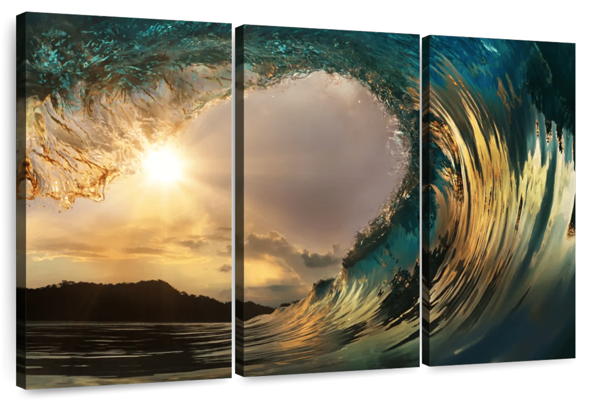 Elephant Stock Crystal Ocean Wave Wall Art - Horizontal Multi Panel ...