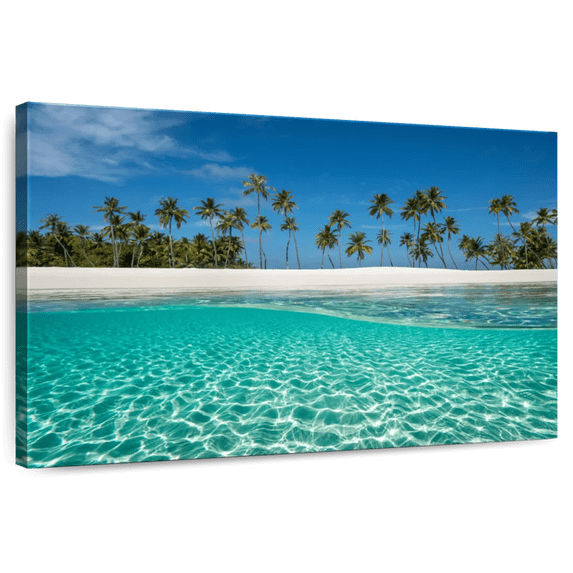 Elephant Stock Crystalline Indian Ocean Wall Art - Horizontal Canvas Wall Art - Kids Room Wall Decor - Beach Canvas - Turquoise And Blue Decor - 36" x 24"