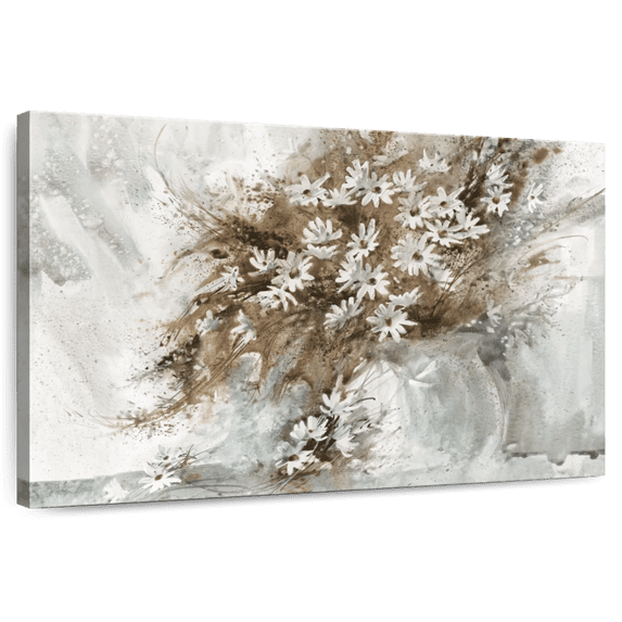 Elephant Stock Daisy Arrangement Wall Art - Horizontal Canvas Wall Art - Living Room Wall Decor - Floral And Botanical Canvas - Brown And Beige Decor By George Bjorkland - 36" x 24"