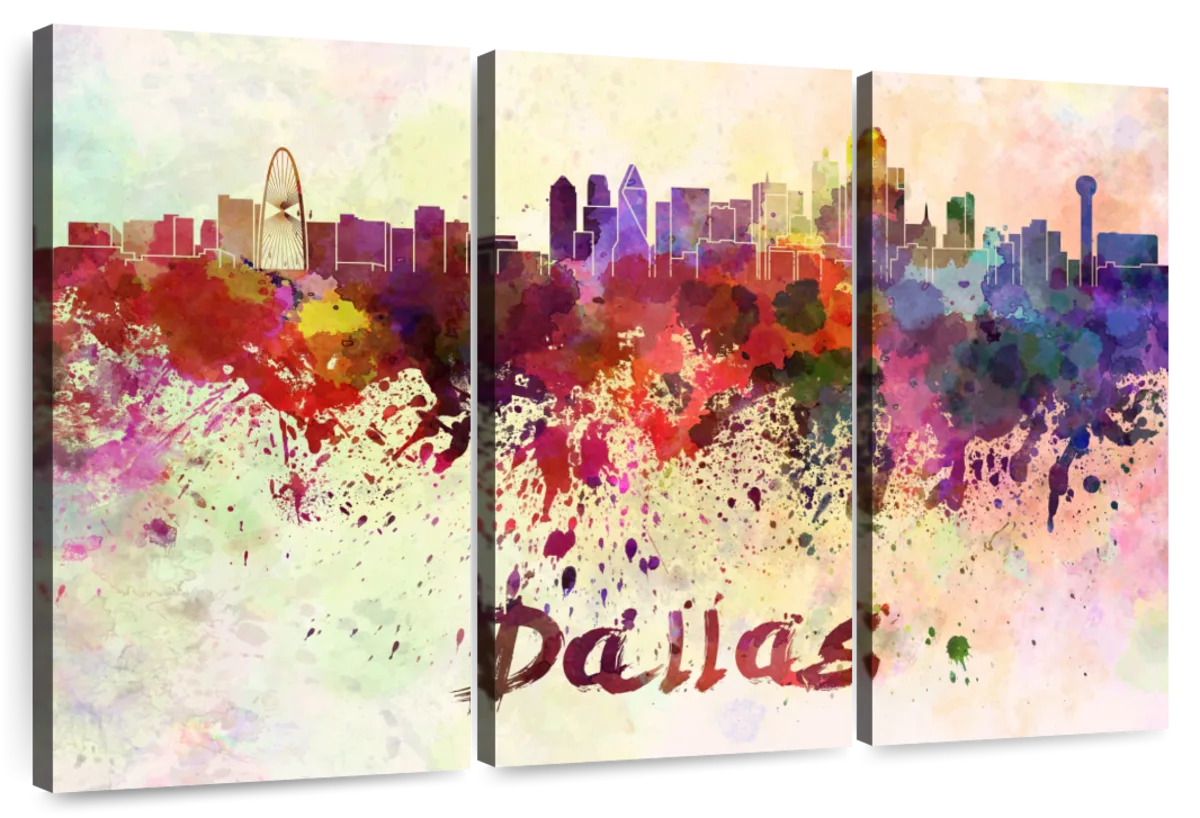 Elephant Stock Dallas Skyline Colors Wall Art - Horizontal Multi Panel ...