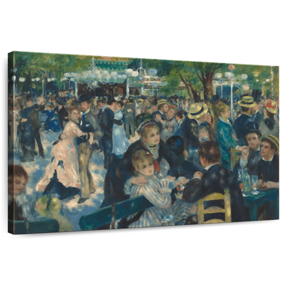 Elephant Stock Dance At Le Moulin De La Galette Wall Art - Horizontal Canvas Wall Art - Lobby Wall Decor - People Canvas - Teal And Green Decor By Pierre Auguste Renoir - 51" x 34"