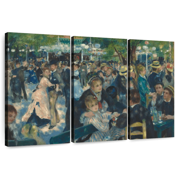 Elephant Stock Dance At Le Moulin De La Galette Wall Art - Horizontal Multi Panel Canvas - Living Room Wall Decor - People Multi Panel - Teal And Green Decor By Pierre Auguste Renoir - 33" x 20"