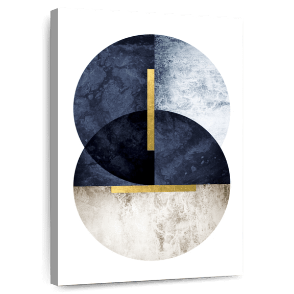 Elephant Stock Dark Navy Wall Art - Vertical Canvas Wall Art - Living Room Wall Decor - Abstract Canvas - White And Gold Decor By Urban Epiphany - 26" x 39"