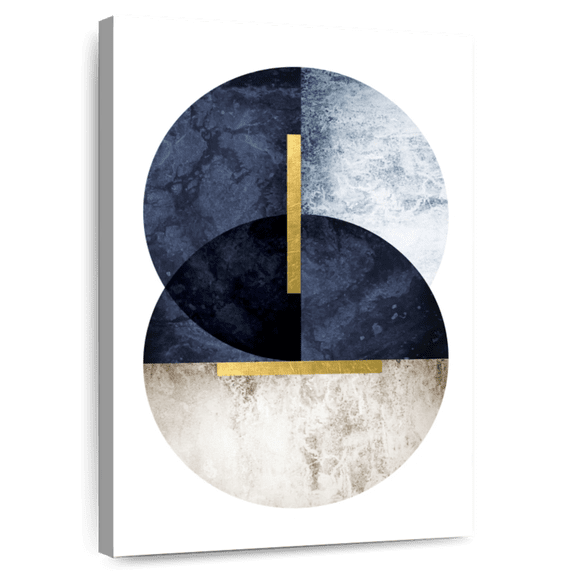 Elephant Stock Dark Navy Wall Art - Vertical Canvas Wall Art - Living Room Wall Decor - Abstract Canvas - White And Gold Decor By Urban Epiphany - 32" x 48"