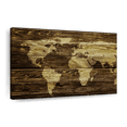 thumbnail image 1 of Elephant Stock Dark Wood World Map Wall Art - Horizontal Canvas Wall Art - Living Room Wall Decor - Map Canvas - Brown And Black Decor - 12" x 8", 1 of 8