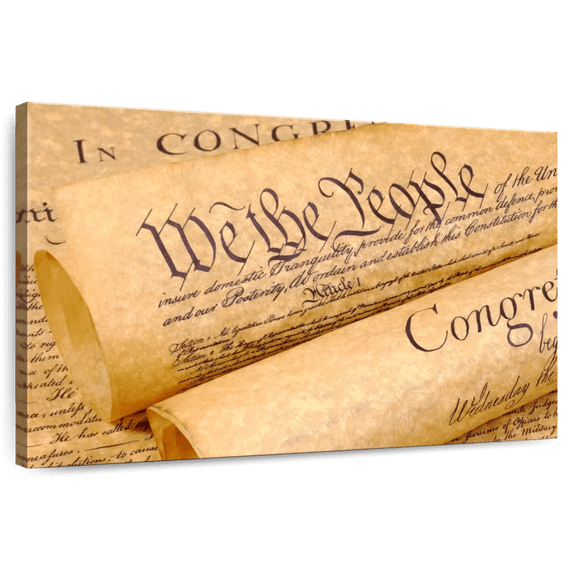 Elephant Stock Declaration Of Independence Documents Wall Art - Horizontal Canvas Wall Art - Living Room Wall Decor - Education Canvas - Yellow And Brown Decor - 12" x 8"