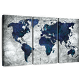 thumbnail image 1 of Elephant Stock Deep Blue World Map Wall Art - Horizontal Multi Panel Canvas - Living Room Wall Decor - Map Multi Panel - Gray And Blue Decor - 57" x 36", 1 of 8