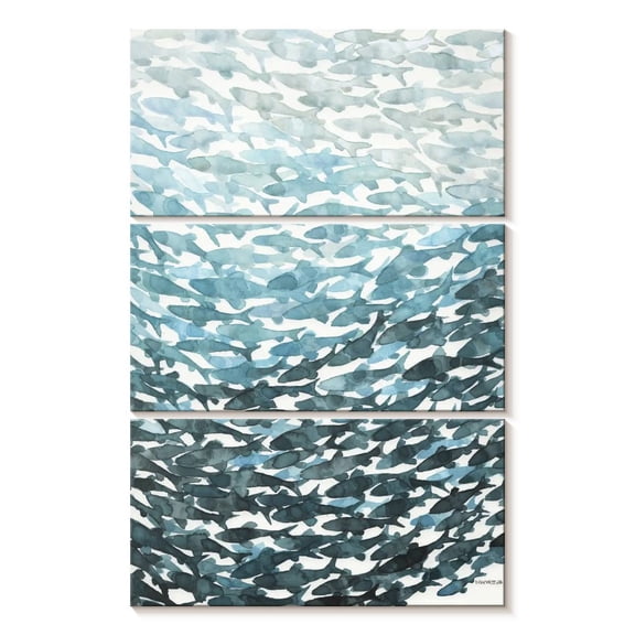 Elephant Stock Deeper Blue Wall Art - Vertical Multi Panel Canvas - Living Room Wall Decor - Animal Multi Panel - Blue And White Decor By Norman Wyatt Jr. - 20" x 32"