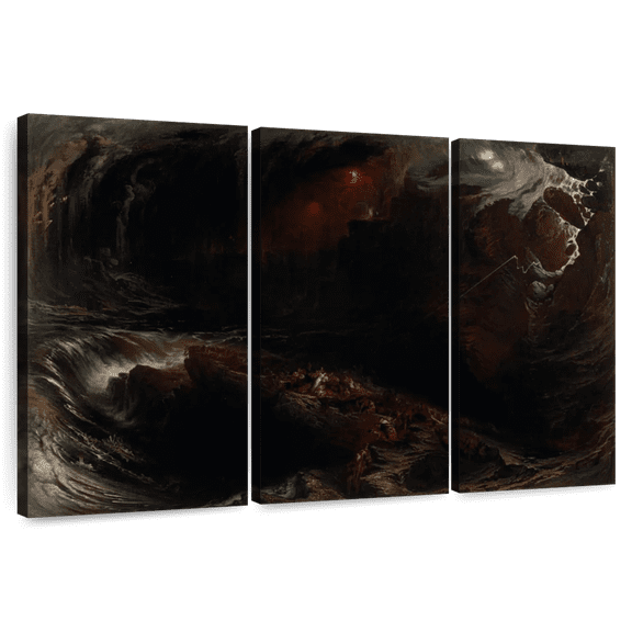 Elephant Stock The Deluge 1834 Wall Art - Horizontal Multi Panel Canvas - Living Room Wall Decor - Religion And Spirituality Multi Panel - Black And Brown Decor By John Martin - 74" x 48"