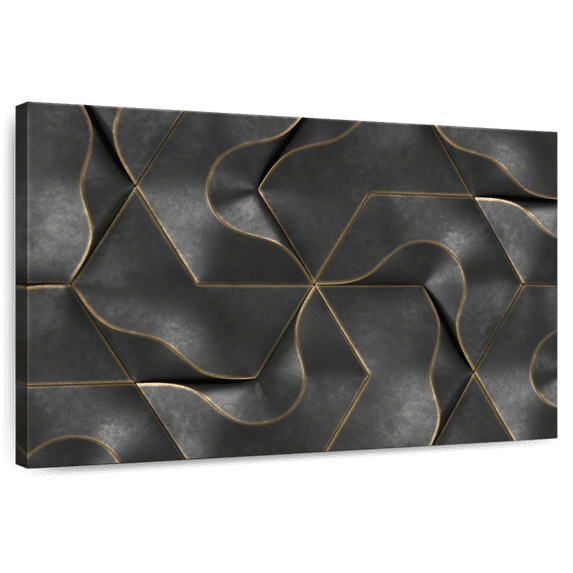 Elephant Stock Deluxe Abstract Wall Art - Horizontal Canvas Wall Art - Living Room Wall Decor - Abstract Canvas - Silver And Gray Decor - 12" x 8"