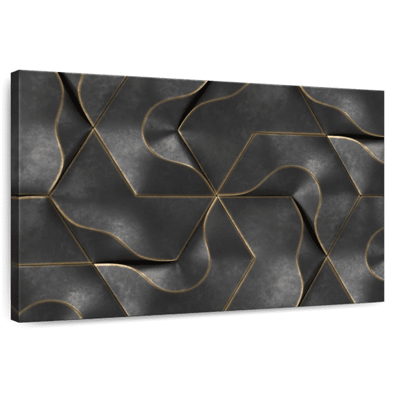 Elephant Stock Deluxe Abstract Wall Art - Horizontal Canvas Wall Art - Living Room Wall Decor - Abstract Canvas - Silver And Gray Decor - 51" x 34"