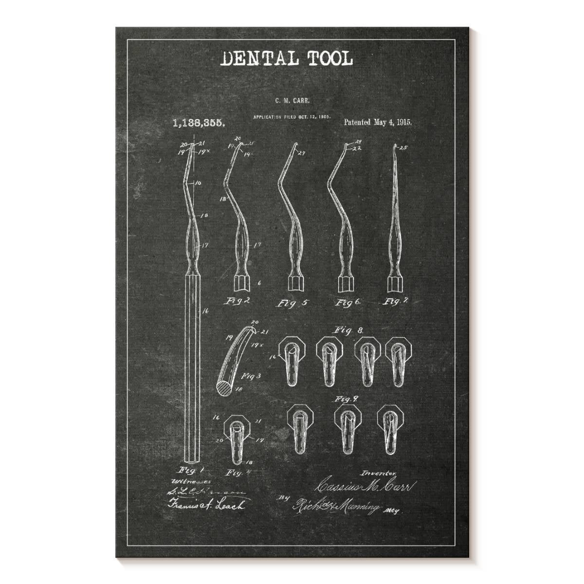Elephant Stock Dental Equipment Bw Patent Wall Art - Vertical Canvas ...