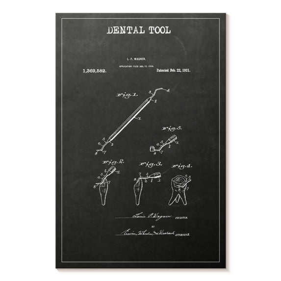 Elephant Stock Dental Tool Bw Patent Wall Art - Vertical Canvas Wall Art - Hallway Wall Decor - Patent Canvas - White And Gray Decor - 8" x 12"