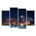 thumbnail image 1 of Elephant Stock Denver Full Moon Night Wall Art - Horizontal Multi Panel Canvas - Living Room Wall Decor - City Multi Panel - Blue And Brown Decor - 36" x 22", 1 of 4