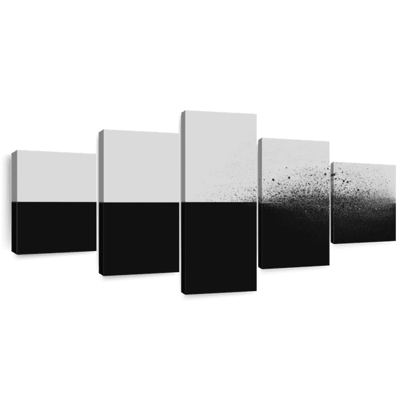 Elephant Stock Detachment Wall Art - Horizontal Multi Panel Canvas - Living Room Wall Decor - Abstract Multi Panel - Black And Gray Decor - 92" x 42"