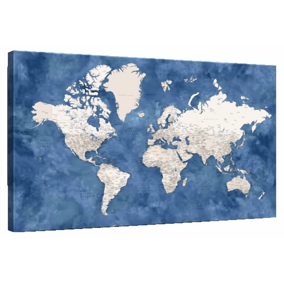Elephant Stock Detailed World Map With Cities I Wall Art - Horizontal ...