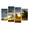 thumbnail image 1 of Elephant Stock Dirt Bike Rider Stunt Wall Art - Horizontal Multi Panel Canvas - Living Room Wall Decor - Sports Multi Panel - Brown And Blue Decor - 52" x 32", 1 of 4