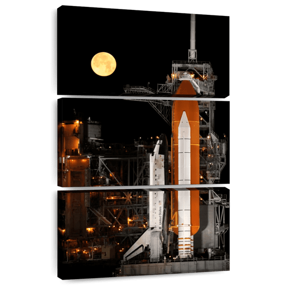 Elephant Stock Discovery Space Shuttle Wall Art - Vertical Multi Panel Canvas - Living Room Wall Decor - Astronomy & Space Multi Panel - Black And Brown Decor By Nasa - 48" x 74"
