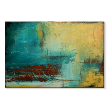 Elephant Stock Distant Limit Wall Art - Horizontal Canvas Wall Art - Living Room Wall Decor - Abstract Canvas - Turquoise And Teal Decor By Erin Ashley - 12" x 8"