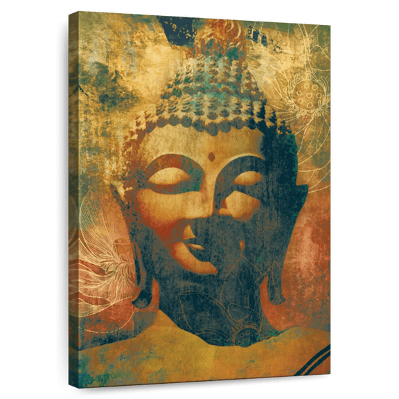 Elephant Stock Distressed Buddha Head Wall Art - Vertical Canvas Wall Art - Living Room Wall Decor - People Canvas - Brown And Gray Decor - 20" x 30"
