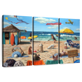 thumbnail image 1 of Elephant Stock Dog Beach Wall Art - Horizontal Multi Panel Canvas - Living Room Wall Decor - Humor Multi Panel - Blue And Beige Decor By Lucia Heffernan - 65" x 42", 1 of 8