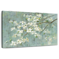 thumbnail image 1 of Elephant Stock Dogwood In Spring On Blue Wall Art - Horizontal Canvas Wall Art - Living Room Wall Decor - Floral And Botanical Canvas - Gray And Blue Decor By Danhui Nai - 48" x 32", 1 of 8