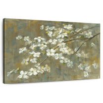 Elephant Stock Dogwood In Spring Wall Art - Horizontal Canvas Wall Art - Living Room Wall Decor - Floral And Botanical Canvas - Brown And Yellow Decor By Danhui Nai - 12" x 8"