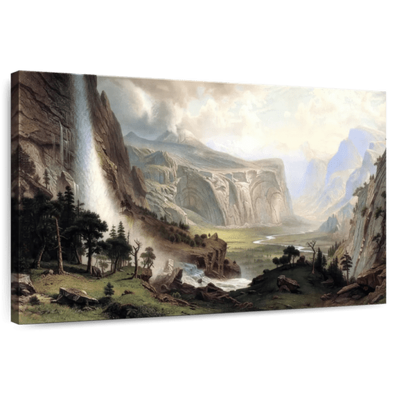 Elephant Stock The Domes Of The Yosemite Wall Art - Horizontal Canvas Wall Art - Living Room Wall Decor - Nature Canvas - Green And Brown Decor By Albert Bierstadt - 12" x 8"