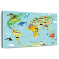 thumbnail image 1 of Elephant Stock Domestic Animals World Map Wall Art - Horizontal Canvas Wall Art - Living Room Wall Decor - Map Canvas - Beige And Gold Decor - 48" x 32", 1 of 8