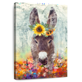 thumbnail image 1 of Elephant Stock Donkey Floral Crown Wall Art - Vertical Canvas Wall Art - Living Room Wall Decor - Animal Canvas - Beige And Gray Decor - 8" x 12", 1 of 8