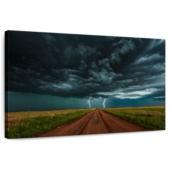 Elephant Stock Double Lightning In Colorado Wall Art - Horizontal Canvas Wall Art - Living Room Wall Decor - Nature Canvas - Teal And Blue Decor - 36" x 24"