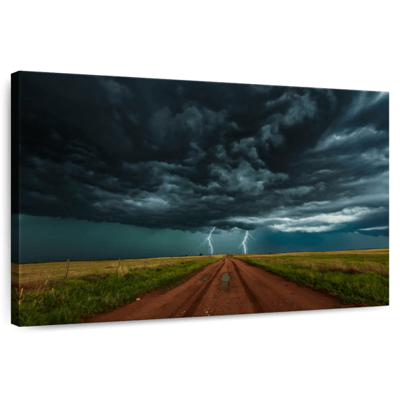 Elephant Stock Double Lightning In Colorado Wall Art - Horizontal Canvas Wall Art - Living Room Wall Decor - Nature Canvas - Teal And Blue Decor - 51" x 34"