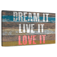 thumbnail image 1 of Elephant Stock Dream Live Love Quote Wall Art - Horizontal Canvas Wall Art - Living Room Wall Decor - Inspirational And Typography Canvas - Teal And Pink Decor - 51" x 34", 1 of 8