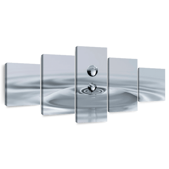 Elephant Stock Drops Into The Water Wall Art - Horizontal Multi Panel Canvas - Bedroom Wall Decor - Wellness Multi Panel - Blue And Decor - 68" x 30"