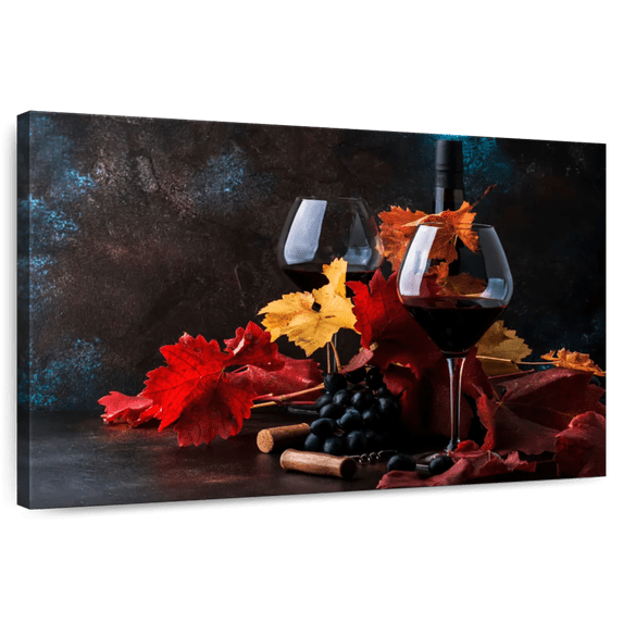 Elephant Stock Dry Red Wine Wall Art - Horizontal Canvas Wall Art - Dining Room Wall Decor - Food And Drink Canvas - Red And Orange Decor - 30" x 20"