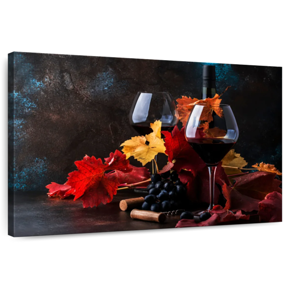 Elephant Stock Dry Red Wine Wall Art - Horizontal Canvas Wall Art - Dining Room Wall Decor - Food And Drink Canvas - Red And Orange Decor - 45" x 30"